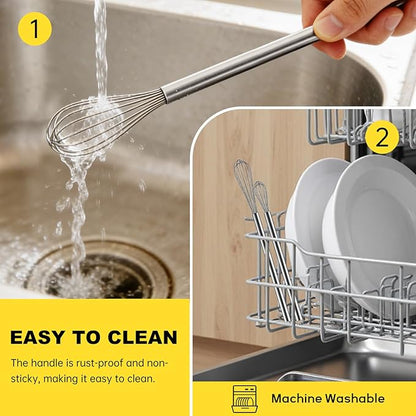 NileHome Mini Whisks Stainless Steel Whisk Set 9" 11"Kitchen Small Wisk Balloon Wire Tiny Whisks for Cooking, Whisking, Blending, Beating, Stirring 2 Pack - Image 5