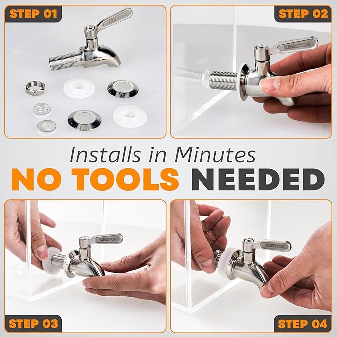 Stainless Steel Spigot for Beverage Dispenser – Leak-Proof Replacement Spigot with 2 Filters – Drink Dispenser Spigot Replacement - Image 4