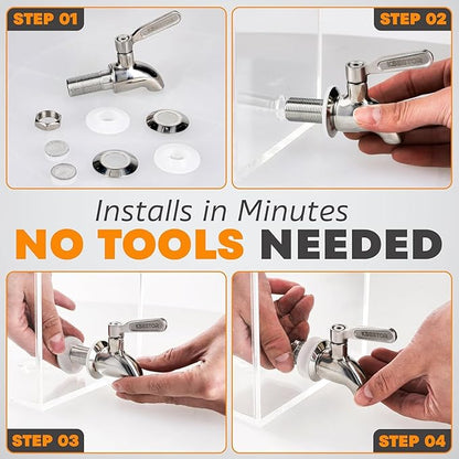 Stainless Steel Spigot for Beverage Dispenser – Leak-Proof Replacement Spigot with 2 Filters – Drink Dispenser Spigot Replacement - Image 4