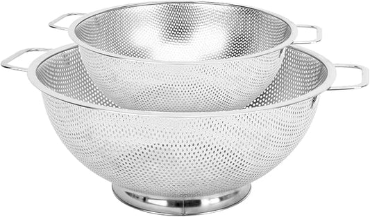 2PCS Colander for Kitchen, 3QT and 5QT, Stainless Steel Colander Strainer with Handle for Fruits Vegetables Cooking Food, Dishwasher Safe by Kteniy