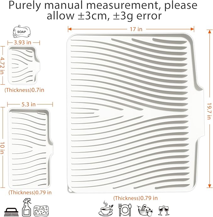 Silicone Dish Drying Mat for Kitchen Counter, Dish Drying Pad, Non-Slip Drain Pad with Built-in Drain, Heat Resistant Stone Drying Mat - Image 2