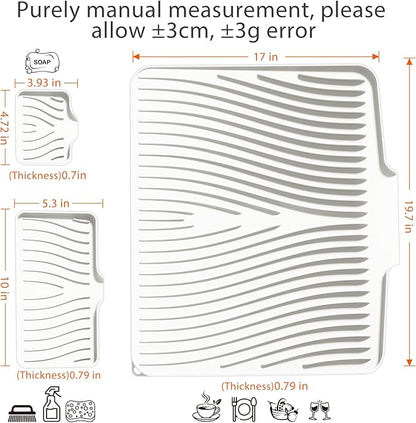 Silicone Dish Drying Mat for Kitchen Counter, Dish Drying Pad, Non-Slip Drain Pad with Built-in Drain, Heat Resistant Stone Drying Mat - Image 2