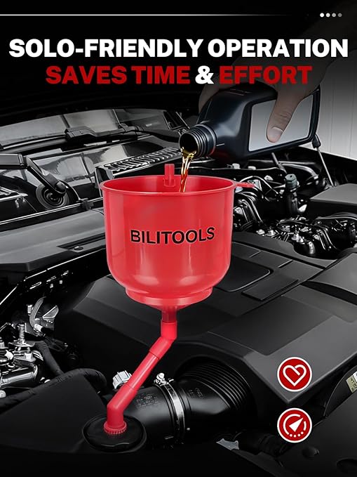 BILITOOLS No-Spill Coolant Funnel Kit - 12PCS Specialized Radiator Flush & Burping Funnel Kit with 5 Adapters, Compatible with GM & Ford, Leak-Proof & Air Bleeding Radiator Fill Funnel, Thickened Set