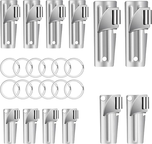 12 Pieces Military Style Can Openers with Key Rings, Anglecai P-38 and P-51 Camping Can Openers Stainless Steel Army Survival Can Opener Portable for Traveling