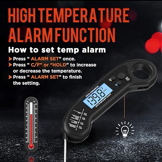 Meat Thermometer Digital, Instant Read Meat ThermometerI for Grill and Cooking, Waterproof Food Thermometer for Kitchen and Outside, BBQ, Turkey, Candy, Liquids, Beef - Image 4