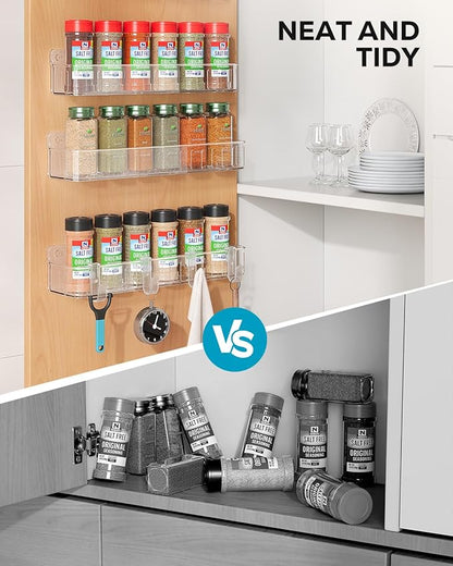 Nieifi Spice Rack Wall Mount, 4 Pack, Clear, Screw or Adhesive Installation, Spice Rack Organizer for Your Kitchen Cabinet or Pantry Door - Image 7