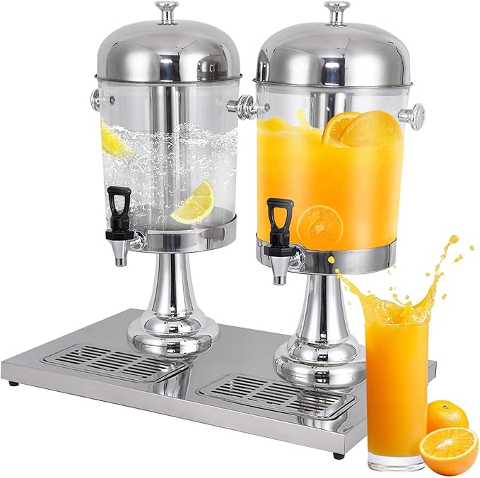 BAVNNRO 4.5 Gallon Drink Dispensers for Parties, Beverage Dispenser with Stand, Commercial Hot Cold Juice Dispenser with Ice Container and Stainless Steel Drip Trays for Beer, Water Lemonade by BAVNNRO