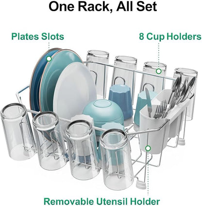 GSlife Small in Sink Dish Drying Rack - Stainless Steel Compact Dish Drainer for RV Kitchen Apartment Sink, Rust Resistant Inside Sink Rack, 1–2 Person Households, 11.6" W x 13.4" L, Silver - Image 4