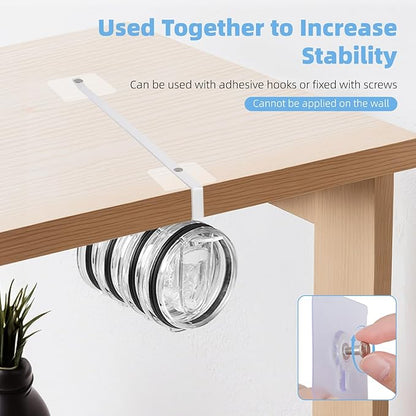 Tumbler Lid Organizer, 2 Pack for Yeti Lid Organizer, Space Saving Water Bottle Lid Holders, Tumbler Lid Holder Up to 12 Lids,No Drilling,Cup Lid Organizers for Kitchen Under Cabinet Storage (White) - Image 5