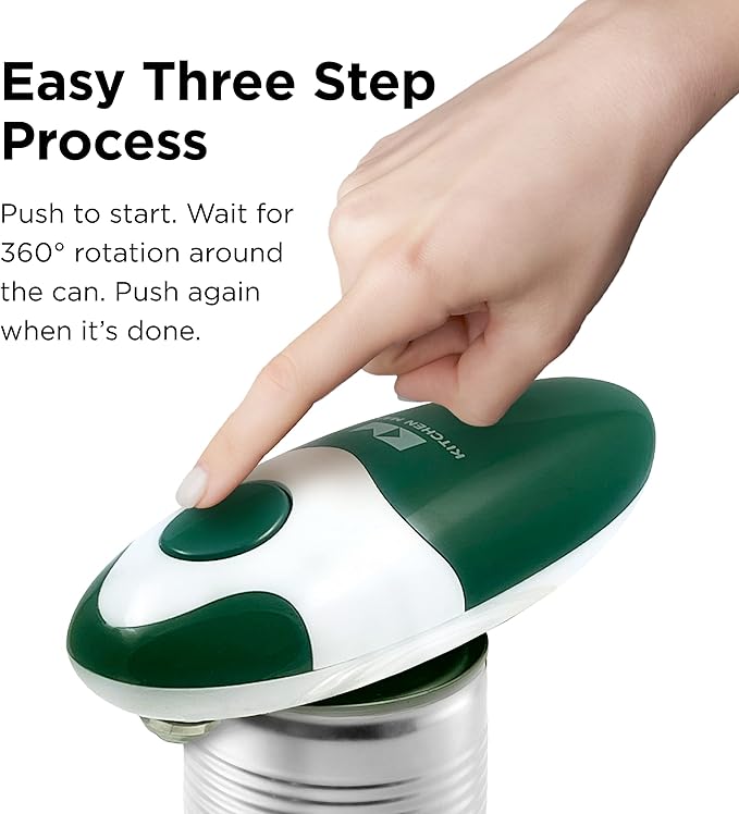 Kitchen Mama Auto 2.0 Electric Can Opener: Blade Opens Almost Any Can Pop or Soda Can - Automatic, Hands Free, Safe, Smooth Edge, Lid Remover, Battery Operated, Cordless, YES YOU CAN (Alpine Green) - Image 3