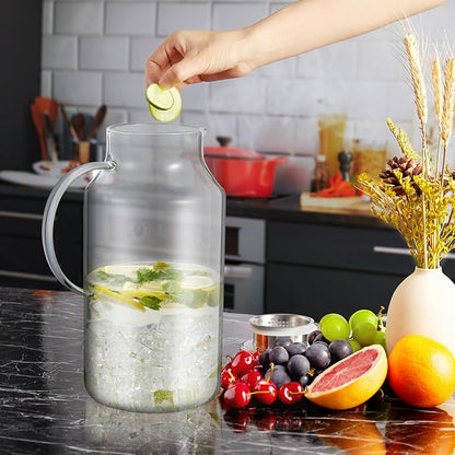 Bivvclaz 1 Gallon Glass Pitcher with Lid and Handle, Water Pitcher for Fridge, Glass Carafe for Hot/Cold Water, Large Iced Tea Jug for Coffee, Juice and Homemade Beverage - Image 7