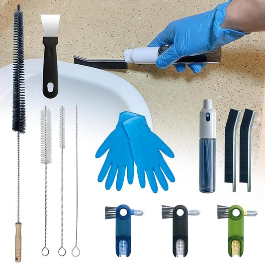 12Pcs Home Crevice Cleaning Brush Set for Kitchen Bathroom - Cup Lid Straw Dryer Vent Gap Cleaning Tools Household Cleaning Supplies by KINGORIGIN