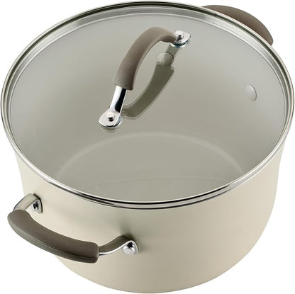 Rachael Ray Cucina Ceramic Cookware Set - 13 Pieces - Ceramic Pots and Pans Set w/Nonstick Frying Pans, Saute Pan, Saucepans, Stockpot, Lids, Pan Protectors & Cooking Utensils - Almond - Image 13
