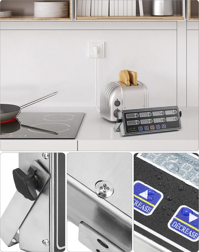 QWORK Digital Kitchen Timer - 8-Channel Multi-Timer with Waterproof Panel, Adjustable Volume - Image 5