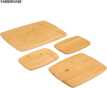 Farberware 4-Piece Bamboo Cutting Board Set - Reversible Boards for Chopping, Slicing, Charcuterie and Meal Prep - Kitchen Essential, Housewarming or Back-to-School Gift - Image 2