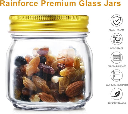 Rainforce Mason Jars 8 oz 30 Pack- Small Mason Jars With Gold Lids -1/4 Quart Canning Jars| Storage Pickling Jars For Jelly, Jam, Honey, Pickles, Spice - With 30 Chalkboard Labels - Image 3