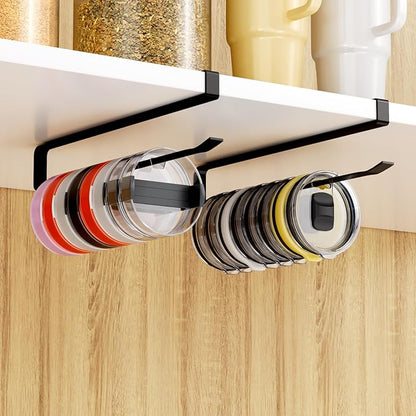 Quehun 2 PCS Tumbler Lid Organizers, Ample Lid Capacity Up to 30 Lids, No Adhesive No Drill Yeti Lid Organizer Holder Inside Cabinet, Space-Saving Stanley Tumbler Cup Lid Holder Organizer for Kitchen by QUEHUN