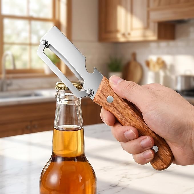 2pcs Stainless Steel Vegetable Peeler with Wooden Handle, Sharp Fruit Peeler for Kitchen, Multifunctional Potato Peeler with Can Opener, Ergonomic Non-Slip Grip for Home Cooking, Restaurant, Camping - Image 5
