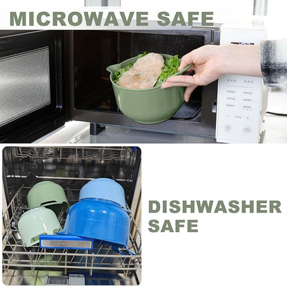 BoxedHome 4 Pack Nesting Mixing Bowl with Pour Spout and Handle, BPA free Microwave & Dishwasher Safe(Green/Blue, 4 Pack with Handle) - Image 8