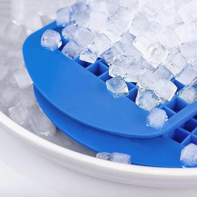 Mini Ice Cube Trays Set of 2-160 Small Ice Cubes Silicone Mold for Whiskey, Cocktails, Water Bottles - BPA Free Flexible & Stackable Ice Maker (Blue) - Image 7