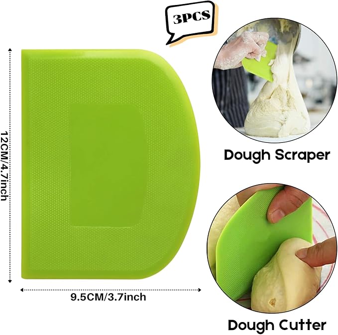 SURDOCA Dough Scraper Bench Scraper - 3P 4.7x3.7" Plastic Flexible Bowl Scraper, Sharp Edge & Angles Cake Scraper. Non-Slip Bakeware Decorating Tools Sculpting & Modeling Tools - Pure White - Image 2
