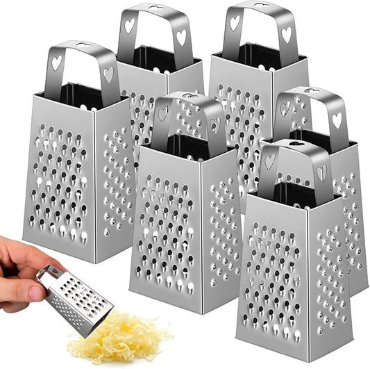 ABOOFAN 6Pcs Mini Box Graters, 4-Sided Stainless Steel Cheese Grater & Zester for Ginger, Garlic and Spices, Portable Small Kitchen Gadgets
