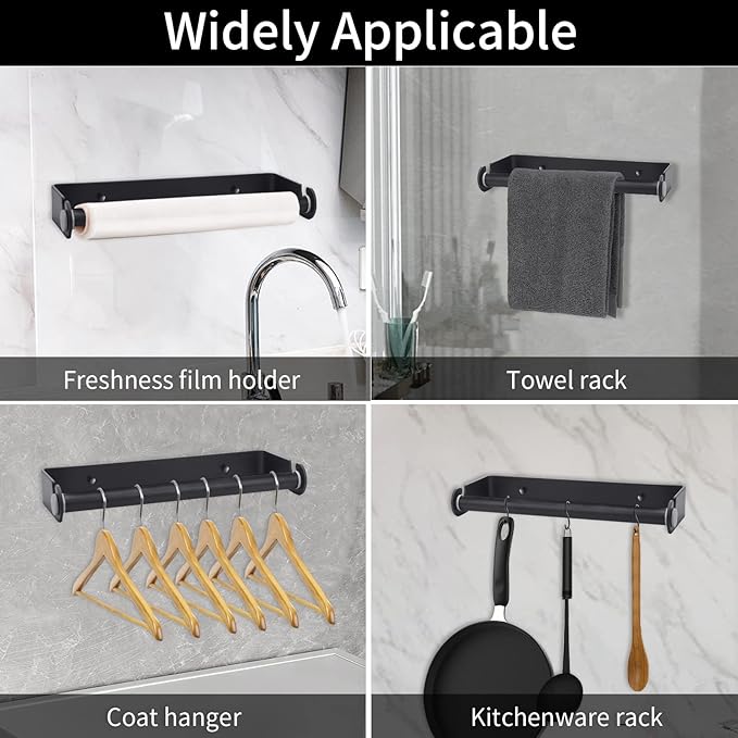 Under Cabinet Paper Towel Holder, Adhesive or Drill Mount Paper Towel Holder, Wall Mount Paper Towel Holders for Kitchen or Bathroom (Black) - Image 4