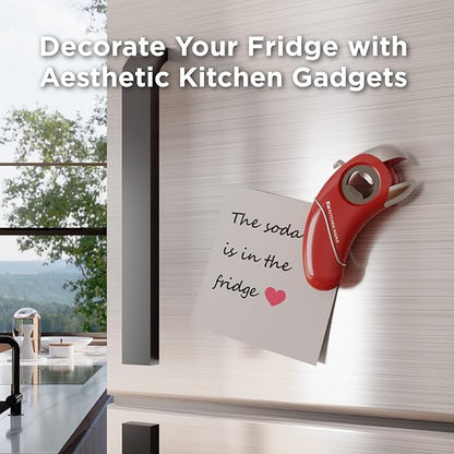 Kitchen Mama Epic One Multifunction Opener: Magnetic Bottle Opener, Beer Soda Opener, Effortless Jar Lid Opener for Seniors Elderly with weak Hand and Arthritis, Essential Kitchen Gadget (Metal Gray)