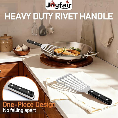 Joyfair Fish Spatula Metal Spatulas (Large & Small), 2 Pcs Stainless Steel Cooking Utensils Barbecue Turner for Flipping Turning, Kitchen Slotted Turners & Outdoor Griddle Accessories (ABS Handle) - Image 2