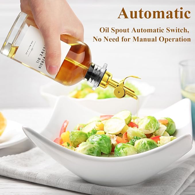 Olive Oil Dispenser Bottle with Bamboo Tray, Metal Pour Spout, Coffee Syrup & Cooking Oil Dispenser for Kitchen - Image 2