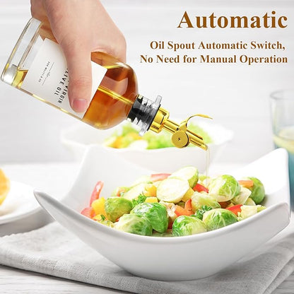 Olive Oil Dispenser Bottle with Bamboo Tray, Metal Pour Spout, Coffee Syrup & Cooking Oil Dispenser for Kitchen - Image 2