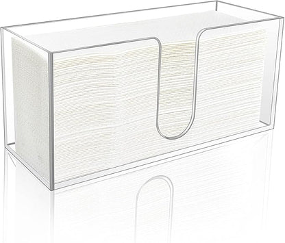 1 Pack Acrylic Paper Towel Holder, Countertop Napkin Dispenser for C-Fold, Multi-Fold & Trifold Paper Towels, 5mm Transparent Acrylic for Kitchen, Bathroom & Restaurant (1)
