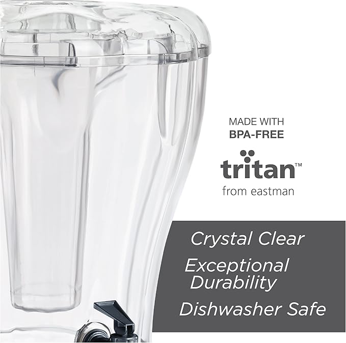 Buddeez 3.5 Gallon Clear Drink Dispenser - Built In Ice Cone and Spigot for Easy Pouring - Party-Perfect Serving Station with Chalk Board Tag - Image 5