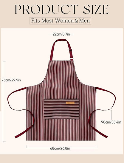 2 Pack Kitchen Cooking Aprons, Soft Aprons for Women Men with 2 Pockets Chef Apron with Adjustable Neck Strap and Long Tie - Image 7