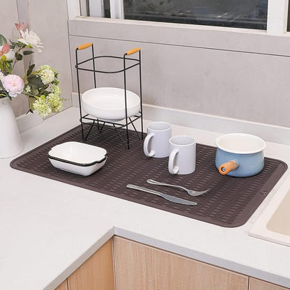 MicoYang Silicone Dish Drying Mat for Multiple Usage,Easy clean,Eco-friendly,Heat-resistant Silicone Mat for Kitchen Counter or Sink,Refrigerator or Drawer Liner Coffee 4XL 32 inches x 18 inches - Image 6