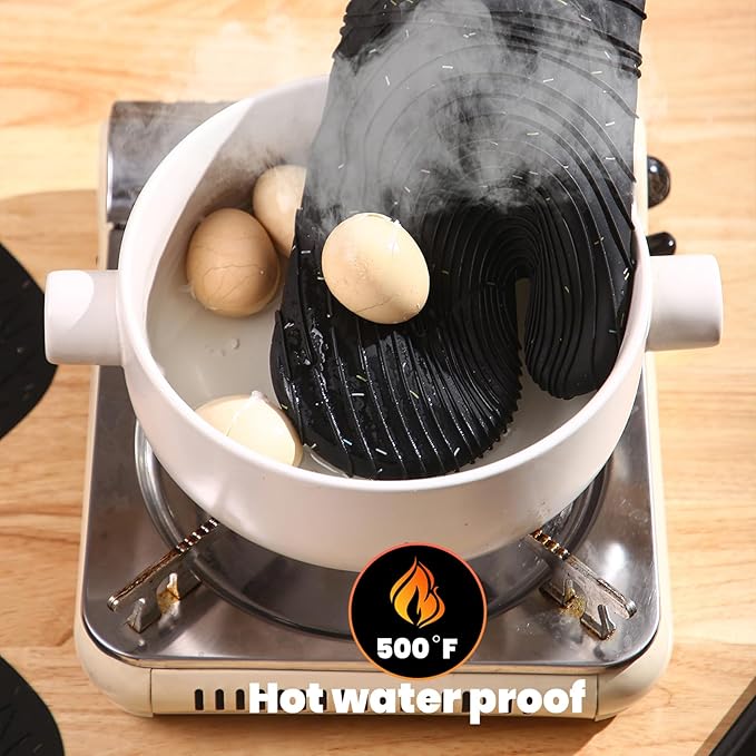 4 Pieces Oven and Pot Holders Mitts of Macaron Color Thickened Non-Slip Silicone Kitchen Gloves, Heat Resistant up to 500F, Essential for Kitchen Baking(makal-HEI) - Image 5
