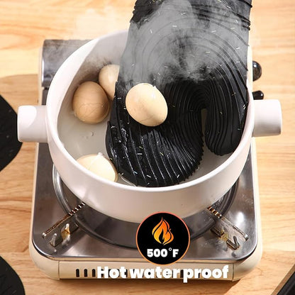 4 Pieces Oven and Pot Holders Mitts of Macaron Color Thickened Non-Slip Silicone Kitchen Gloves, Heat Resistant up to 500F, Essential for Kitchen Baking(makal-HEI) - Image 5