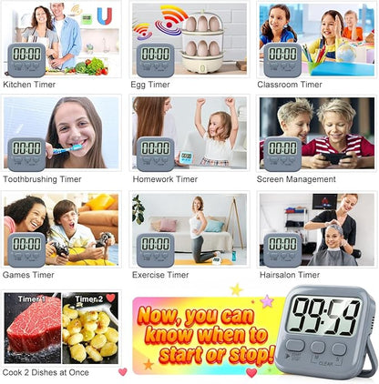 Antonki 2 Pack Digital Timer for Kids, Magnetic Countdown Kitchen Timers for Cooking, Egg, Classroom, Teacher, Exercise, Study, Oven - Battery Included - Image 7