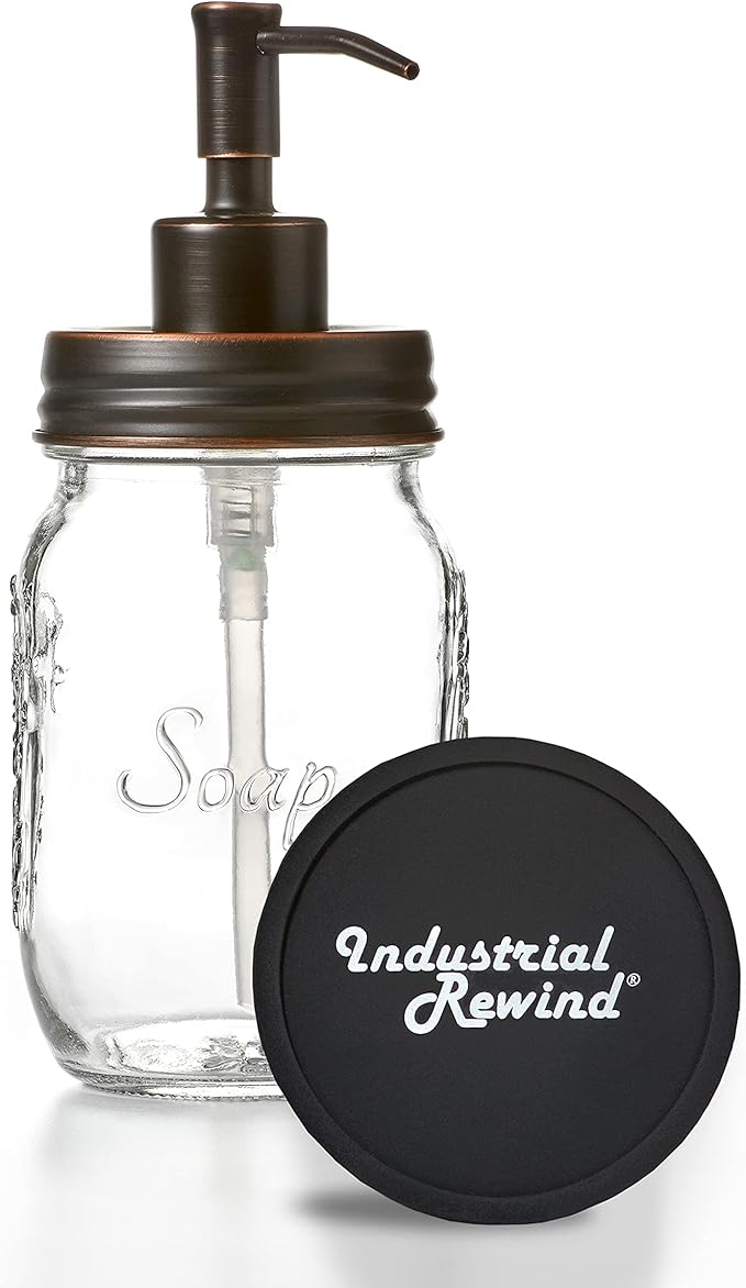 Mason Jar Soap and/or Lotion Dispenser for Hand Sanitizer, Liquid Soap or Hand/Body Lotion (Oil Rubbed Bronze, 2pk 16oz)