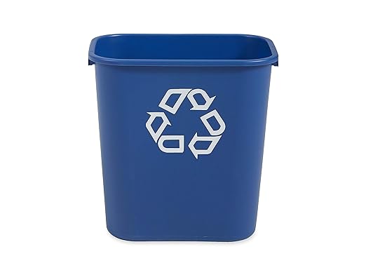 Rubbermaid Commercial Products Deskside Recycling Can, 7-Gallon/28-Quart, Blue Recycling Symbol, Plastic, for Bedroom/Bathroom/Office/Under Desk/Sink by RubbermaidCommercialProducts