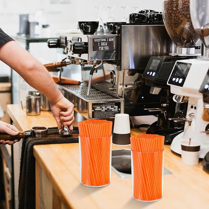 500 Pcs Neon Orange Coffee Stir Sticks Set Acrylic Stir Stick Holder Heather Orange Coffee Stirrers Holder Cocktail Straws for Coffee Bar Party Thanksgiving - Image 7