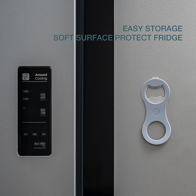 2 in 1 Magnetic Beer Bottle Opener for Refrigerator and RV with Cap Catcher, Soft Touch Silicone Surface Protect Fridge, Pop Can Soda Can Opener for Long Nails, Ideal Gift - Image 2