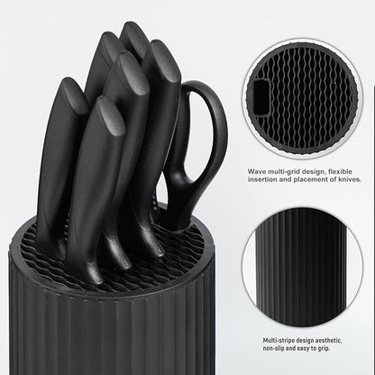 Knife Set, 8-Piece Kitchen Knife Set with Universal Block - Anti-Rust Chef Knives, Ergonomic Design, Dishwasher Safe (Black) - Image 5