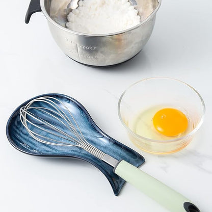 Hasense Porcelain Spoon Holder for Stove Top, 7 Inch Spoon Rests for Ladle Spatula and Tong, Large Cooking Utensil Rest for Kitchen Counter and Coffee Bar Decor, Dishwasher Safe(Blue)