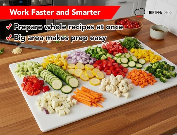 Thirteen Chefs Extra Large 30 x 18 Inch Cutting Board for Meats, Game and Fish – 1/2 Inch Thick HDPP Plastic for Food Service, 10 pounds - Image 2