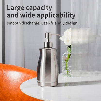 Brushed Stainless Steel Countertop Soap Dispenser Rust and Leak Resistant Hand Soap Pump with Funnel for Kitchen Countertops and Bathroom Dispensers (13.5 oz/400 ml) - Image 2