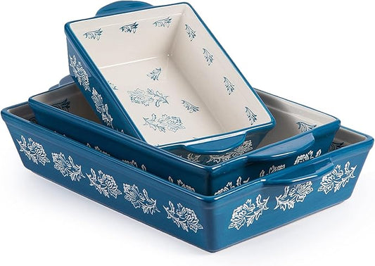 Wisenvoy Baking Dish Ceramic Lasagna Pan Casserole Dish 3-Piece Bakeware Sets Baking Dishes Baking Set Baking Dish Set by wisenvoy