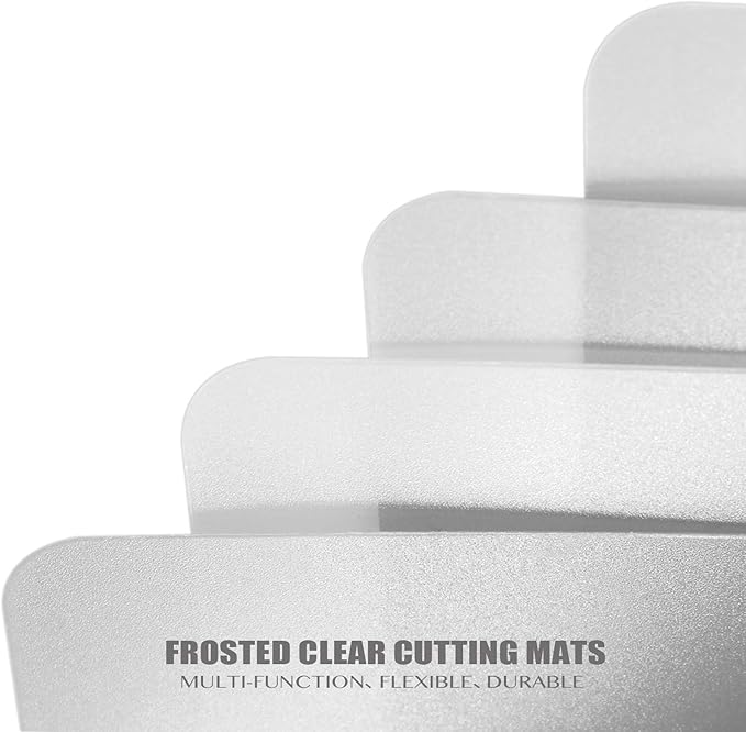 Fotouzy Plastic Cutting Board Set of 7, Frosted Clear Flexible Cutting Mats, BPA-Free, Non-Porous, Dishwasher Safe, Transparent - Image 5