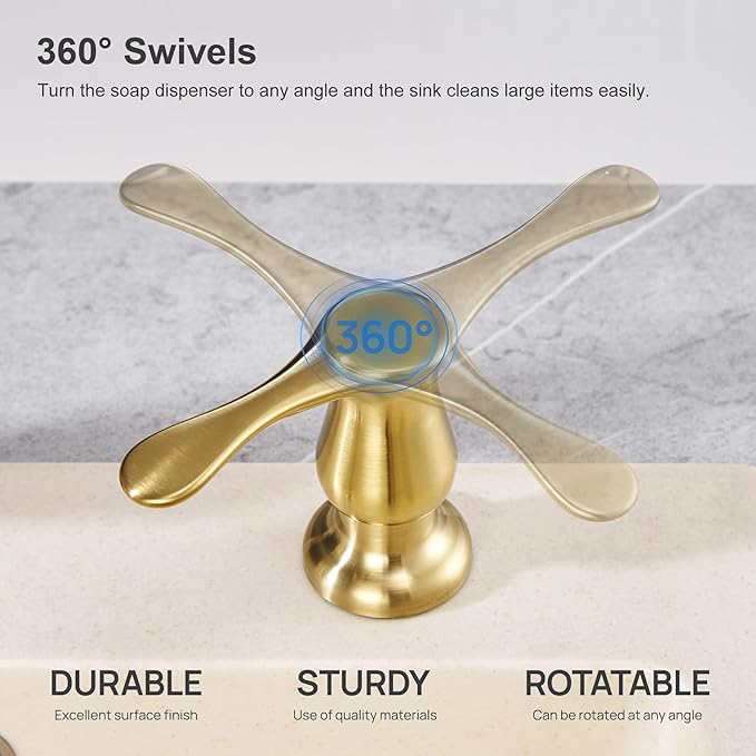 GAGALIFE Kitchen Sink Soap Dispenser Gold, Built in Soap Dispenser with 17 OZ Bottle, Refill from The Top, Liquid Dispenser for Kitchen Sink - Image 4