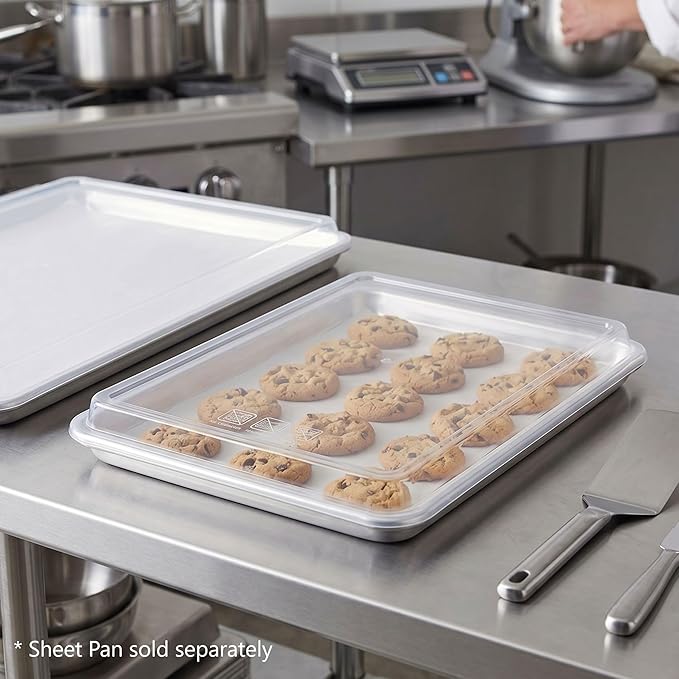 TrueCraftware- 1/4 Size Polypropylene Sheet Pan Cover Clear Color Set of 2- Sheet Pan Cover for Baking Tray Baking Pans for Cookies and Cakes Perfect for Home Bakery and Restaurants
